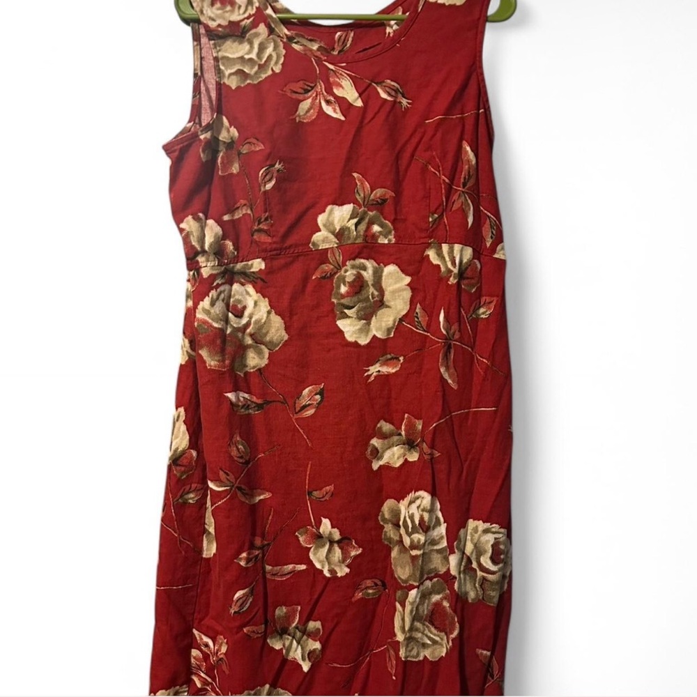 Floral Sleeveless Red Dress